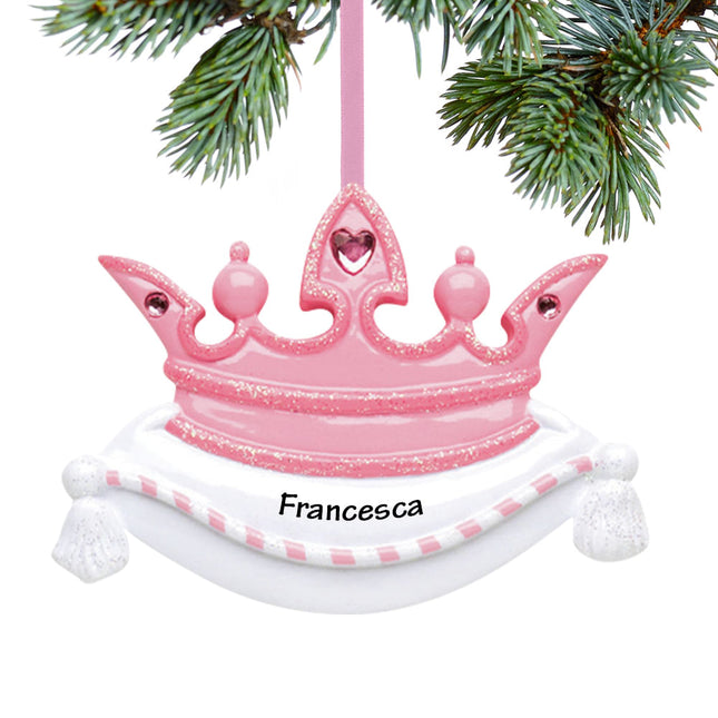 holiday personalized princess crown christmas ornament – Christmas ornament, holiday tree decoration or gift