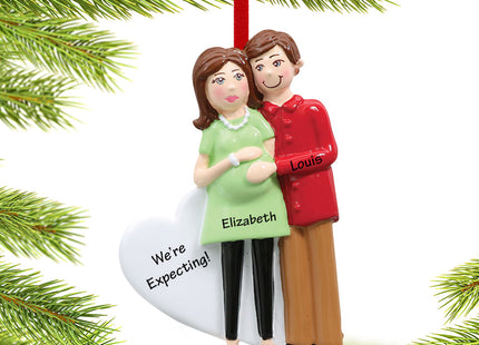 custom personalized pregnancy couple christmas ornament – Christmas ornament, holiday tree decoration or gift