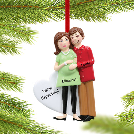 custom personalized pregnancy couple christmas ornament – Christmas ornament, holiday tree decoration or gift
