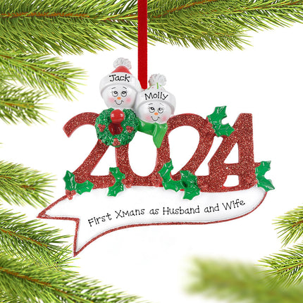 Dated Snowman Family Personalized Ornament - 2, 3, 4, 5 Family Members