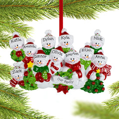 holiday personalized snowman family of 11 christmas ornament – Christmas ornament, holiday tree decoration or gift