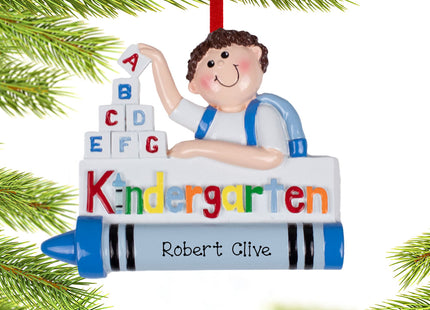 engraved personalized kindergarten boy christmas ornament – Christmas ornament, holiday tree decoration or gift