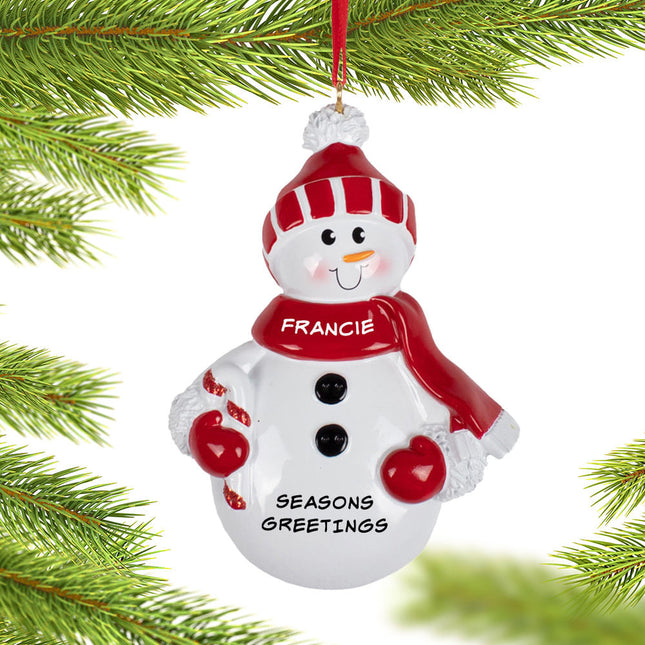 engraved personalized red snowman christmas ornament – Christmas ornament, holiday tree decoration or gift