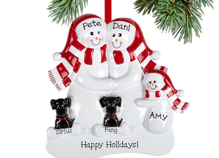 personalized personalized snowman couple with 2 black dogs christmas ornament – Christmas ornament, holiday tree decoration o