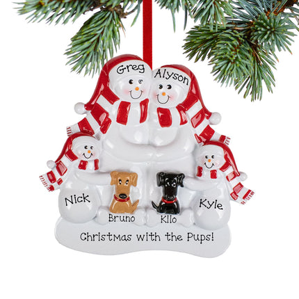 personalized personalized snowman family of 4 with brown and black dogs christmas ornament – Christmas ornament, holiday tree