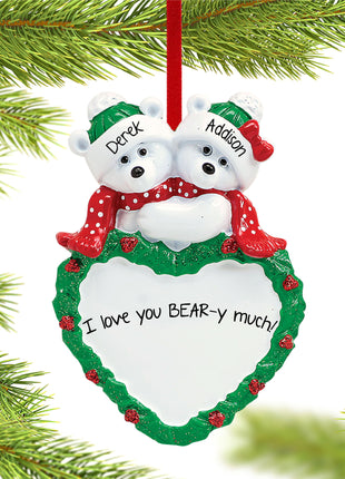 Christmas Bears With Heart Ornament  by RUDOLPH AND ME Ornament