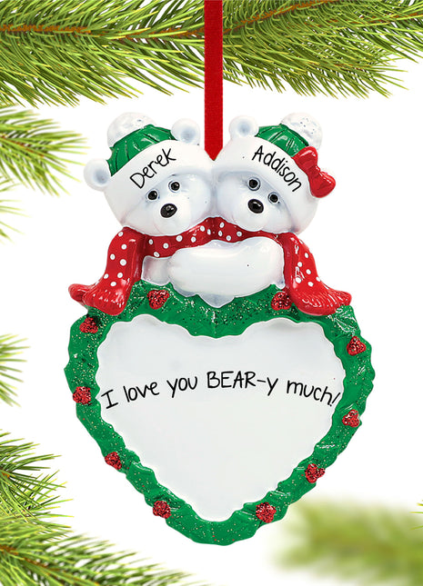 Christmas Bears With Heart Ornament  by RUDOLPH AND ME Ornament