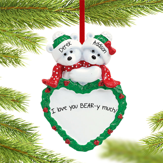 Christmas Bears With Heart Ornament