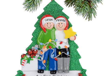 holiday personalized couple our first christmas decorating the tree christmas ornament – Christmas ornament, holiday tree dec