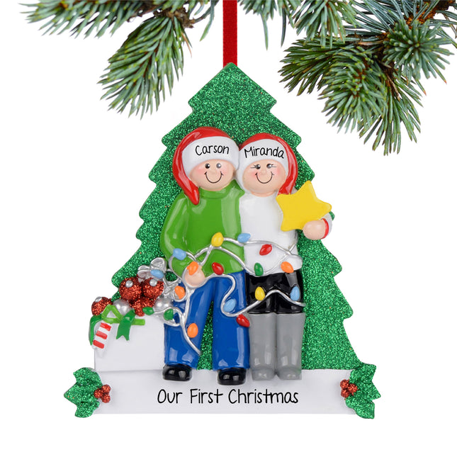 holiday personalized couple our first christmas decorating the tree christmas ornament – Christmas ornament, holiday tree dec