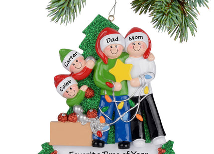 personalized personalized family of 4 decorating tree christmas ornament – Christmas ornament, holiday tree decoration or gif