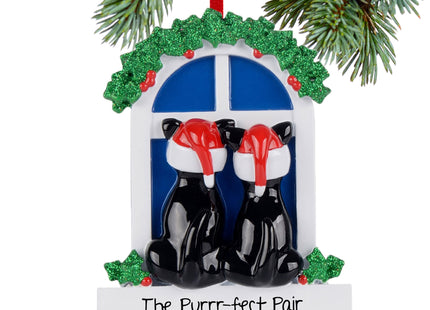 holiday personalized black cat couple christmas ornament – Christmas ornament, holiday tree decoration or gift