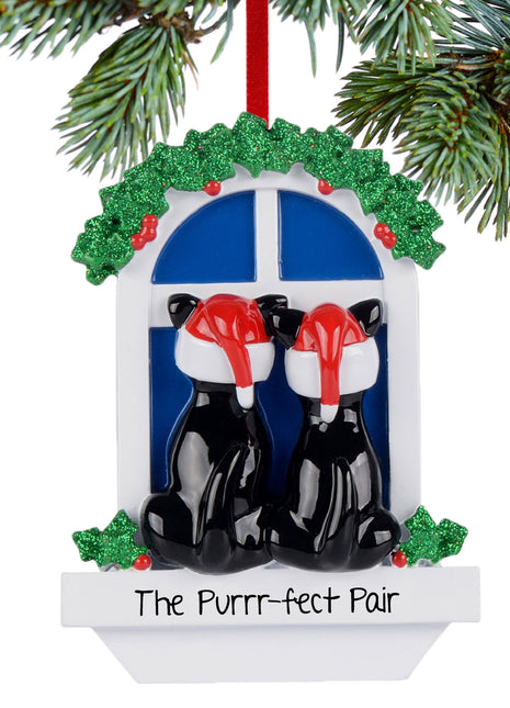 Black Cat Couple Ornament  by RUDOLPH AND ME Ornament
