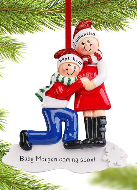 Couples Baby Kicking Pregnant Ornament  by RUDOLPH AND ME Ornament