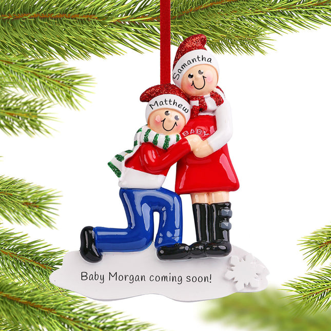 custom personalized couples baby kicking pregnant christmas ornament – Christmas ornament, holiday tree decoration or gift