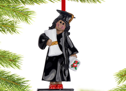 holiday personalized african american graduate girl christmas ornament – Christmas ornament, holiday tree decoration or gift