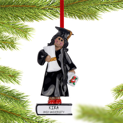 Graduate Standing On Books Personalized Ornament - Boy or Girl Figurine