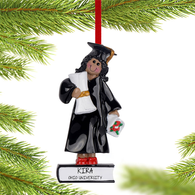 Graduate Standing On Books Personalized Ornament - Boy or Girl Figurine