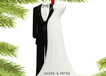 custom personalized wedding gown and tux christmas ornament – Christmas ornament, holiday tree decoration or gift
