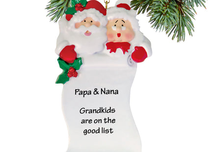 holiday personalized grandma and grandpa with list christmas ornament – Christmas ornament, holiday tree decoration or gift