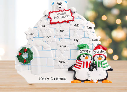 decorative personalized family of 10 igloo tabletop christmas ornament – Christmas ornament, holiday tree decoration or gift