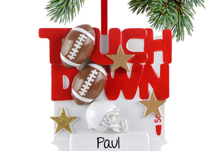 engraved personalized touch down football christmas ornament – Christmas ornament, holiday tree decoration or gift