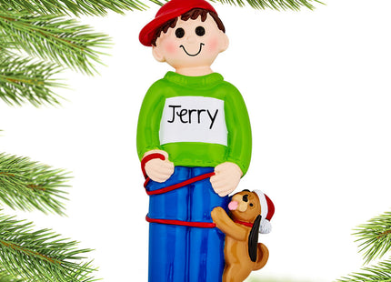 personalized personalized male walking dog christmas christmas ornament – Christmas ornament, holiday tree decoration or gift