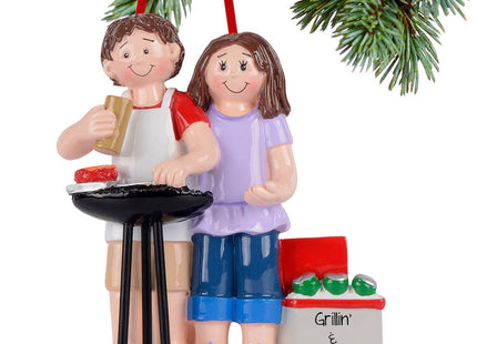 engraved personalized bbq couple christmas ornament – Christmas ornament, holiday tree decoration or gift