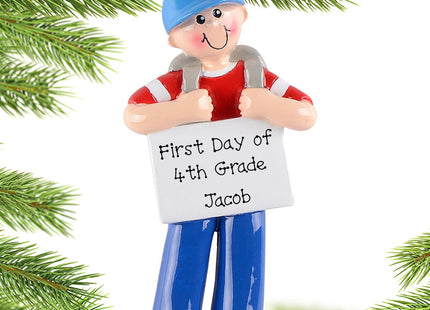 keepsake personalized boy first day christmas ornament of school ornament – Christmas ornament, holiday tree decoration or gi