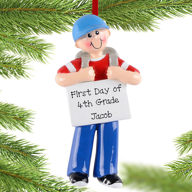 keepsake personalized boy first day christmas ornament of school ornament – Christmas ornament, holiday tree decoration or gi