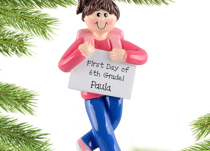 holiday personalized girl first day christmas ornament of school ornament – Christmas ornament, holiday tree decoration or gi