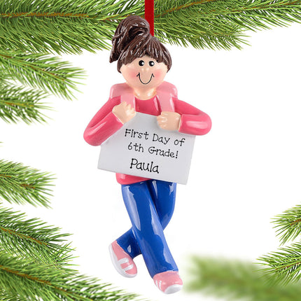 holiday personalized girl first day christmas ornament of school ornament – Christmas ornament, holiday tree decoration or gi
