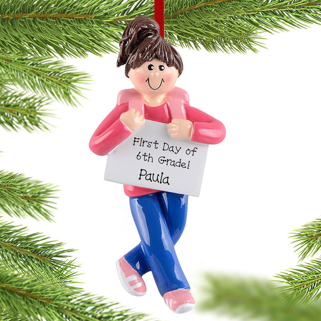 holiday personalized girl first day christmas ornament of school ornament – Christmas ornament, holiday tree decoration or gi
