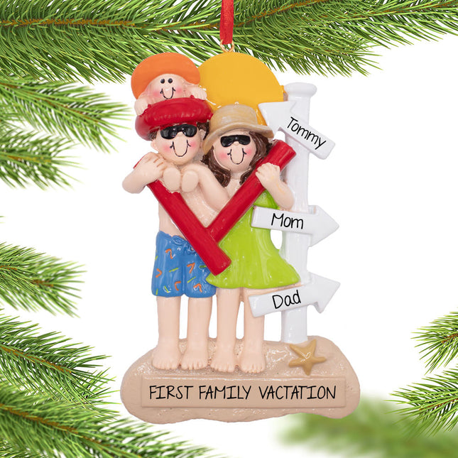 decorative personalized beach day christmas ornament – Christmas ornament, holiday tree decoration or gift