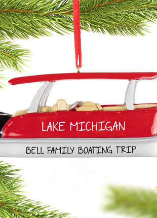 Red Pontoon Ornament  by RUDOLPH AND ME Ornament