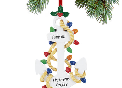 decorative personalized anchor with lights christmas ornament – Christmas ornament, holiday tree decoration or gift