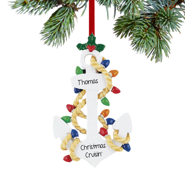 decorative personalized anchor with lights christmas ornament – Christmas ornament, holiday tree decoration or gift
