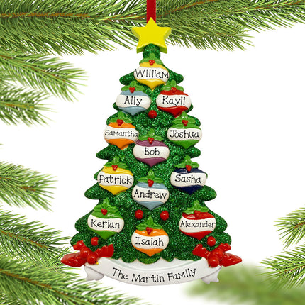 Christmas Tree Family Of 12 Ornament