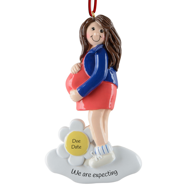 Personalized pregnancy announcement Christmas ornament with baby's due date