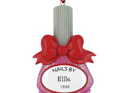 Personalized nail polish bottle Christmas ornament with custom name and year