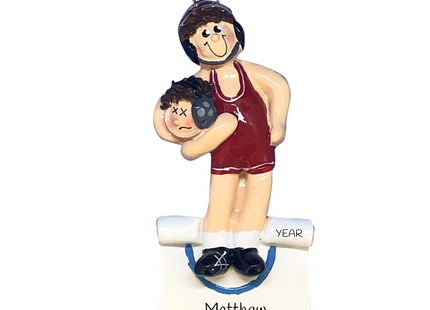 Personalized wrestler Christmas ornament with custom name and year