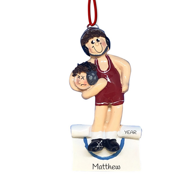 Personalized wrestler Christmas ornament with custom name and year