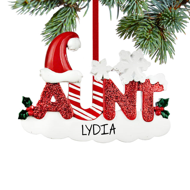 keepsake personalized aunt letters christmas ornament – Christmas ornament, holiday tree decoration or gift