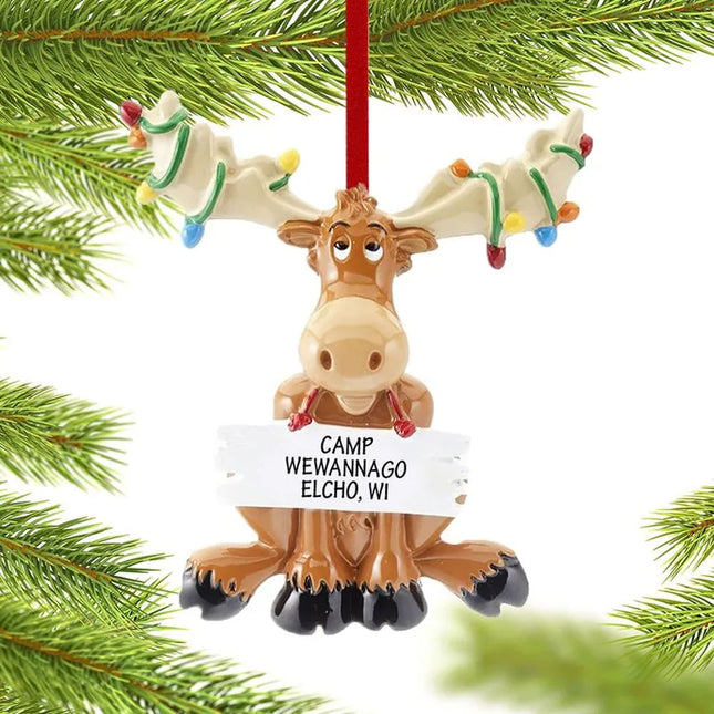 Christmas Moose with Lights Ornament