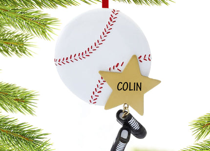 holiday personalized baseball star with cleats christmas ornament – Christmas ornament, holiday tree decoration or gift