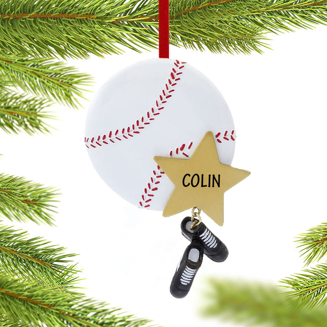 holiday personalized baseball star with cleats christmas ornament – Christmas ornament, holiday tree decoration or gift