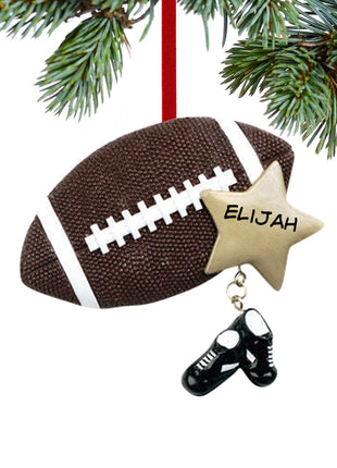 Football with Star and Cleats Ornament  by RUDOLPH AND ME Ornament