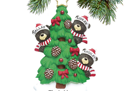 holiday personalized black bear tree family 3 christmas ornament – Christmas ornament, holiday tree decoration or gift