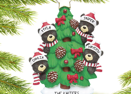 personalized personalized black bear tree family 4 christmas ornament – Christmas ornament, holiday tree decoration or gift