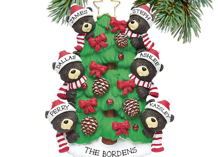 engraved personalized black bear tree family 6 christmas ornament – Christmas ornament, holiday tree decoration or gift